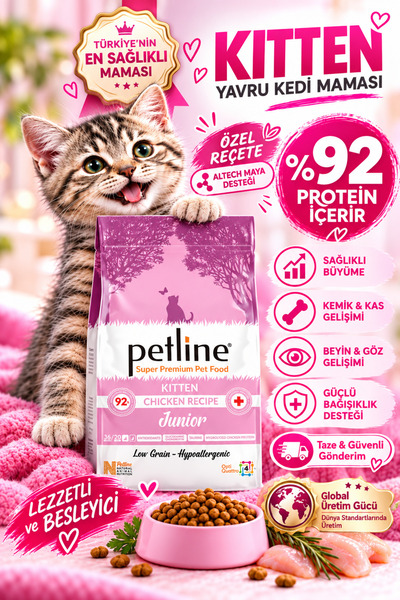 Petline Kondroitin Ve Taurin Destekli Tavuklu Yavru Kedi Maması 1,5kg - Junıo...