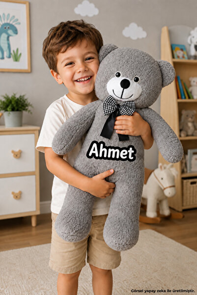 Pababo [ İSİM YAZDIR ] Kişiye Özel 50 cm Uyku Arkadaşım Papyonlu Ayıcık Çocuk...