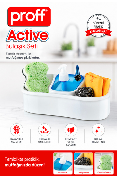 Proff Active Special Liquid Detergent Dispenser with Pump Dish Set - 26X13 cm...