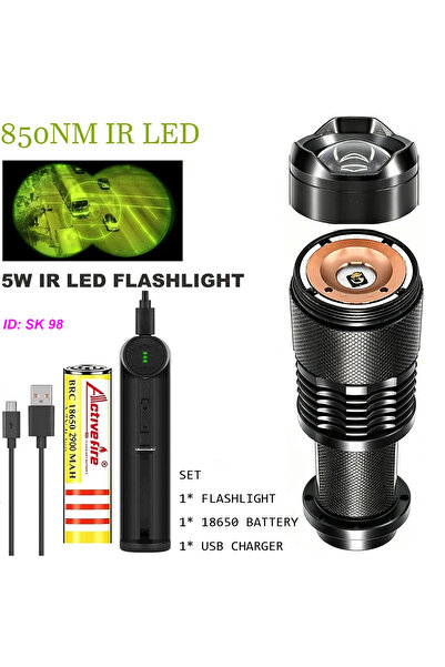 Choice Lithium Ion Battery ZOOM black SK98 850NM SET 940nm IR Flashlight Infr...
