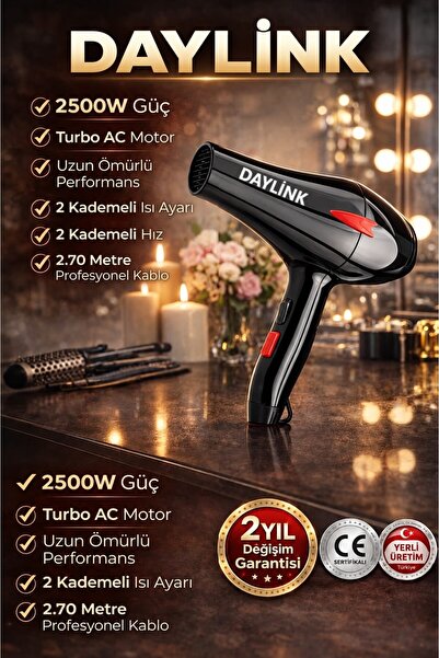POWERKİNG 2500 WTTProfesyonel Fön Makinesi Kuaförlerin Tercihi 2Yıl Garanti S...