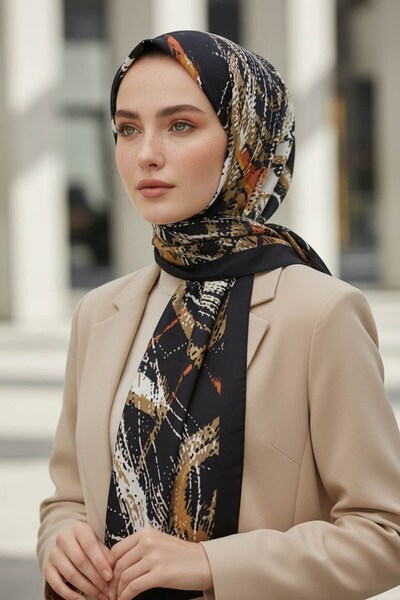 Vissona KREP DEGRADELİ ÇİZGİ DESENLİ TABA RENKLİ 75X195 KIRIŞMAZ ŞAL