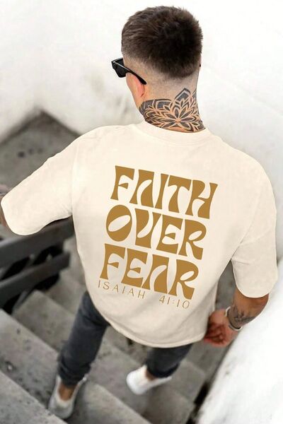 uyguntarz Men's Fear Printed Oversize T-shirt