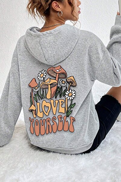 uyguntarz Unisex Oversize Love Yourself Printed Sweatshirt