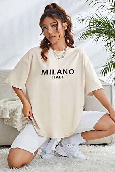 uyguntarz Unisex Milano Baskılı Oversize T-shirt