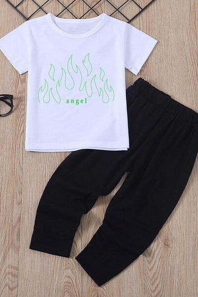 uyguntarz Kids Unisex White Angel Bottom - Top Tracksuit Set