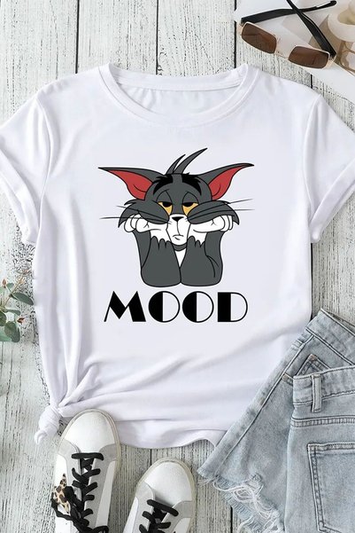 uyguntarz Unisex Mood Baskılı Oversize Tshirt