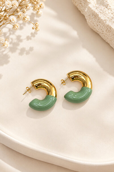 LYRA Bags & Accessories Lyra Women's Earrings Green Gold Stainless Steel Ligh...