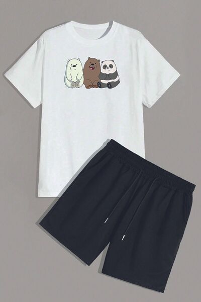 uyguntarz We Are Bears Print Shorts Set