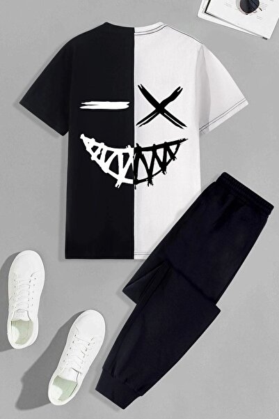 uyguntarz Unisex Cartoon Face Printed 2-Piece Tracksuit Set