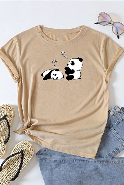 uyguntarz Unisex Sleepy Panda Printed Design T-shirt