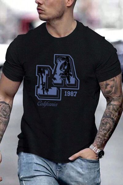 uyguntarz Men's La California 1987 Printed Oversize T-shirt