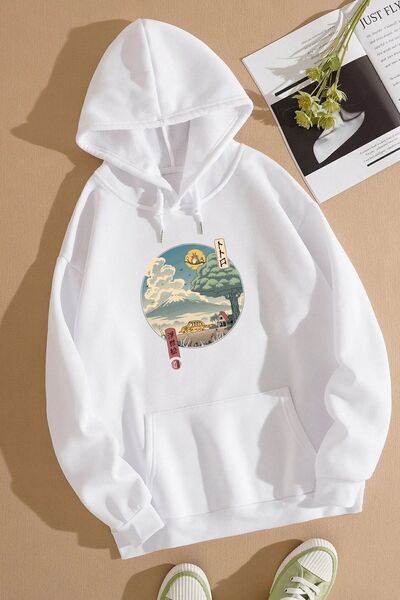 uyguntarz Unisex Neighbor's Ukiyo E Printed Sweatshirt