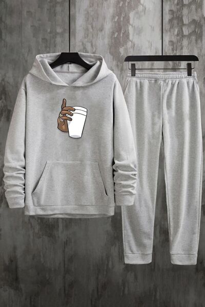 uyguntarz Set de trening unisex cu imprimeu cafea Tupac