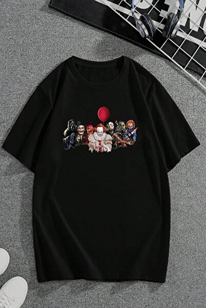 uyguntarz Unisex Oversize T-Shirt - Horror Characters Printed