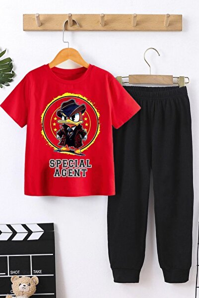 uyguntarz Kids' Mafia Duck Printed Tracksuit Set (Top and Bottom)
