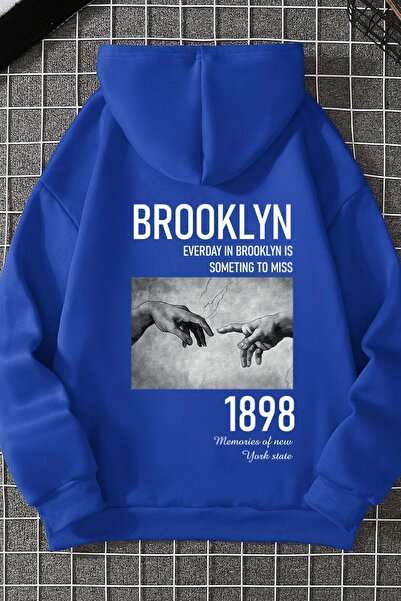 uyguntarz Unisex Oversize 1898 Brooklyn Printed Sweatshirt