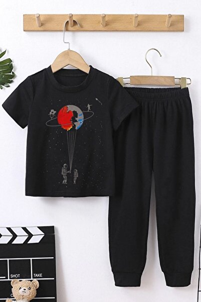 uyguntarz Children's Universe Themed Bottom - Top Tracksuit Set