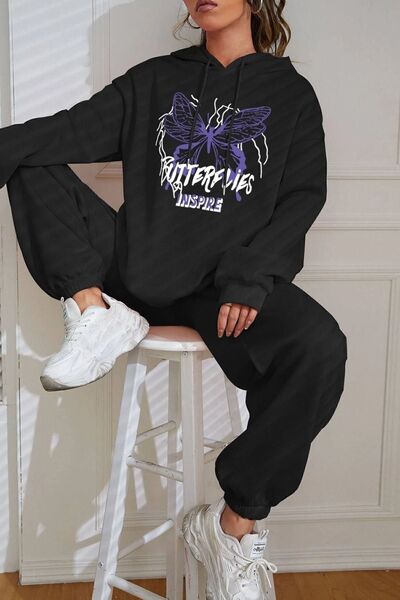 uyguntarz Unisex Butterfly Printed Tracksuit Set