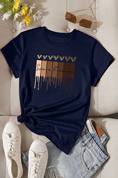 uyguntarz Unisex Leopar Kalp Baskılı Oversize T-shirt