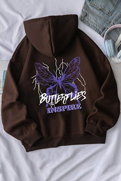 uyguntarz Unisex Butterfly & Letter Graphic Printed Sweatshirt