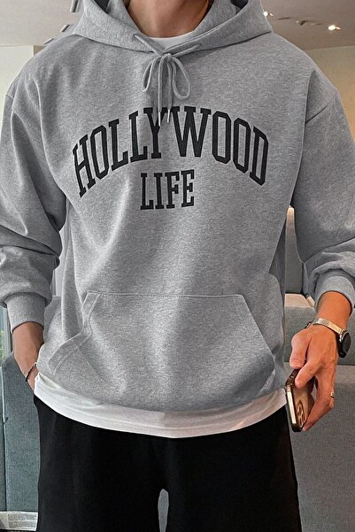 uyguntarz Ανδρικό φούτερ Hollywood Life με στάμπα μεγάλου μεγέθους