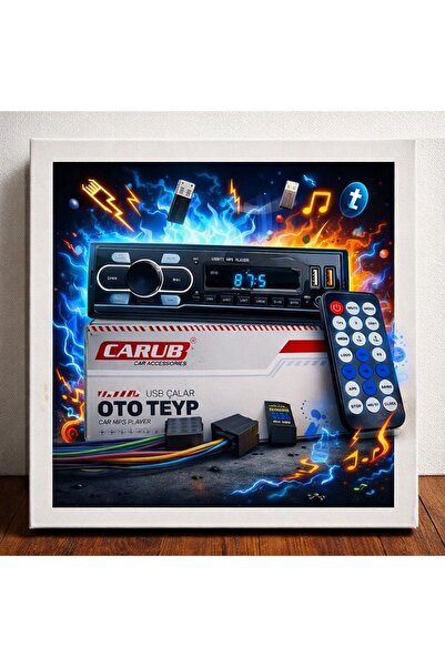 Carub Çift USB Girişli Hızlı Şarj Destekli Bluetooth Oto Teyp Araç MP3 Çalar ...