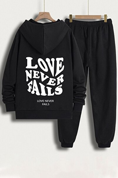 uyguntarz طقم بدلة رياضية مطبوع عليها Love Never Fails للجنسين