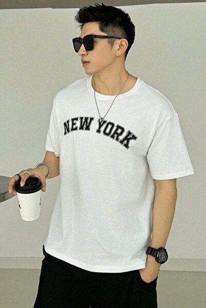 uyguntarz Men's New York Printed Oversize T-shirt