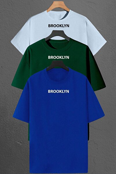 uyguntarz Brooklyn Printed Unisex Oversize 3-Piece T-shirt Pack