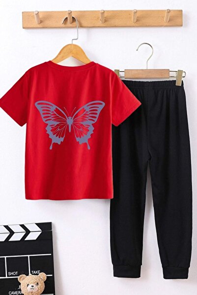 uyguntarz Kids Butterfly Bottom - Top Tracksuit Set