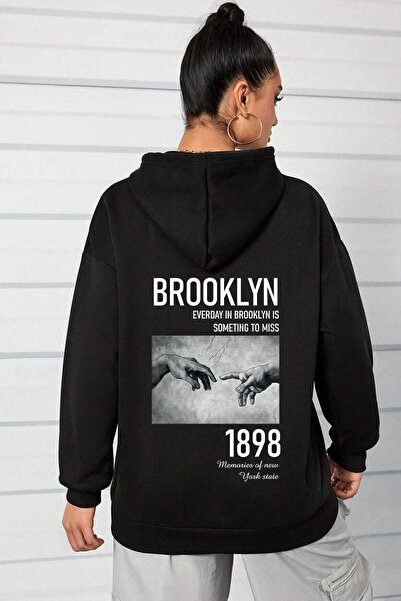 uyguntarz Bedrucktes Unisex-Sweatshirt „1898 Brooklyn“ in Übergröße