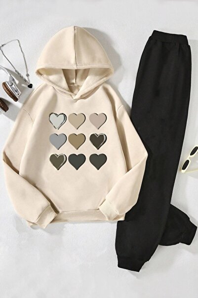 uyguntarz Children's Heart Printed Tracksuit Set