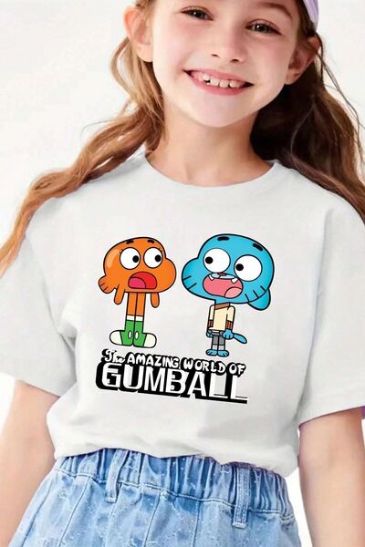 uyguntarz Çocuk Gumball Baskılı Pamuklu Tshirt