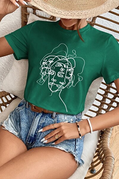 uyguntarz Unisex Woman One Line Printed T-shirt