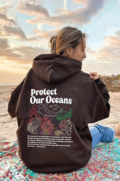 uyguntarz Oceans Printed Oversize Sweatshirt