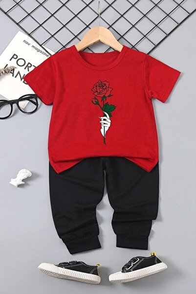 uyguntarz Kids Rose Bottom - Top Tracksuit Set