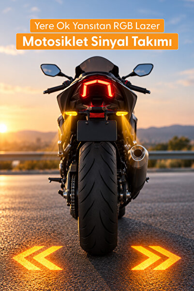 Yere Ok Atan RGB Animasyonlu Lazer Motosilet Sinyal Takımı