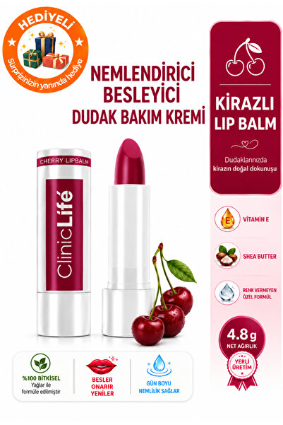 cliniclife Kirazlı Dudak Bakım Kremi 4,8 g, Nemlendirici Dudak Bakımı, Cherry...