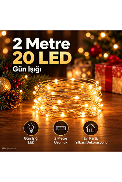 Yenigeldi LED 2 metre 20 Lamba Günışığı Yılbaşı Işığı Parti Dekorasyon
