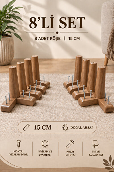 LEGORA WOOD DESİNG 15 cm Konik Ahşap Mobilya Ayağı Açık Ceviz 1. Sınıf Gürgen...