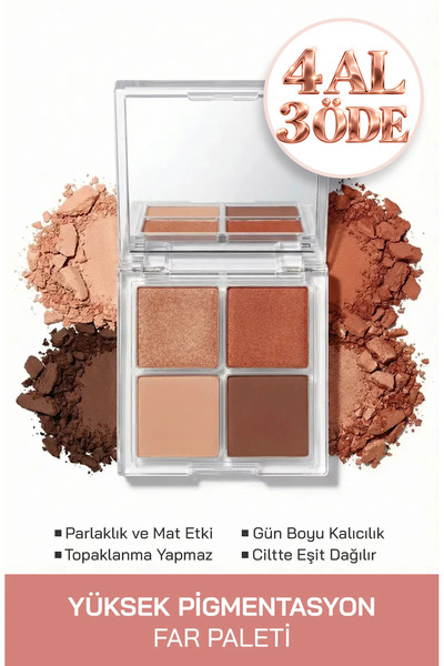 Sentinus PALETTE Isis Göz Farı Paleti - 4'lü Nude & Warm Tonlar, Mat & Işıltı...
