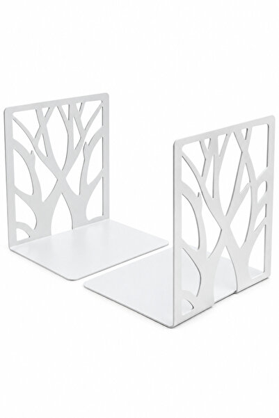 VENON 2 Pieces 🌲   White 🌲   Tree Patterned White Metal Book Holder, Metal ...