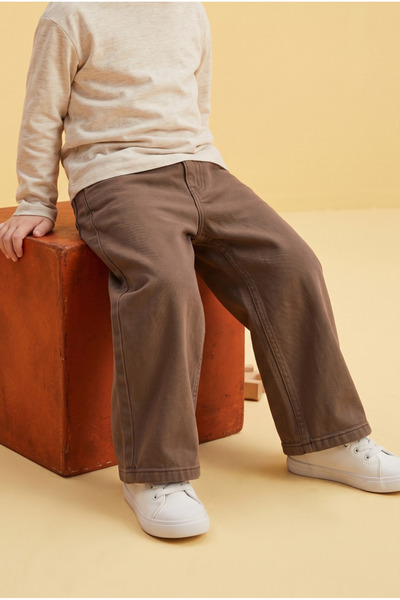 Mtcbaby Bol Paça Gabardin Pantolon 3-6 Yaş Kahve
