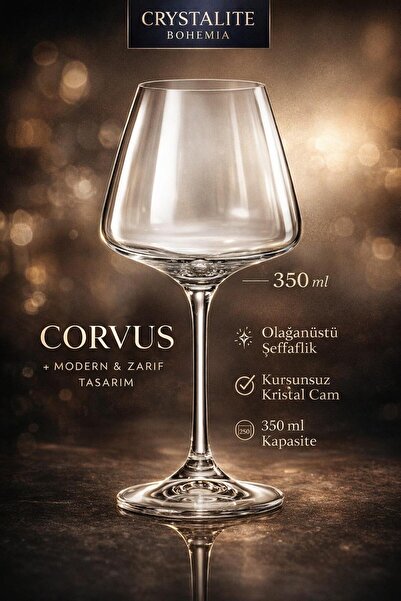 BOHEMİA CRYSTALITE Crystalite Bohemia Corvus 350 Ml Kristal Cam Beyaz Şarap K...