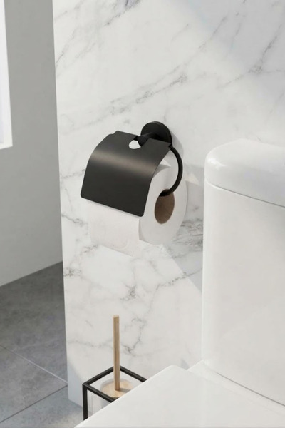 UG Home Black Wide Cover Toilet Paper Holder WC Paper Holder Toilet Paper Hanger