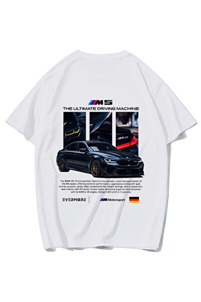 BRZ COLLECTION Tricou unisex oversize CS M5 cu mașină (ALB)