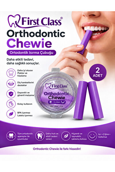 First Class Chewies Ortodontik Isırma Çubuğu - Kaymaz Silikon Hizalayıcı - Mo...