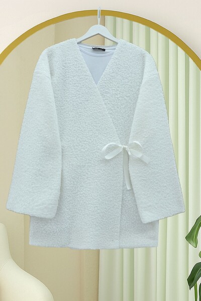 MissRunin Yandan Bağlamalı Buklet Kimono -Beyaz