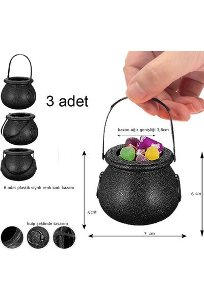 partidolu Halloween Cadı Kazanı Şeklinde Plastik Şeker Toplama Kovası Mini 3 ...